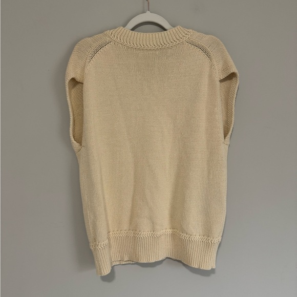 Reformation Marnie Oversized Beige V-Neck Sweater Vest - Picture 7 of 7